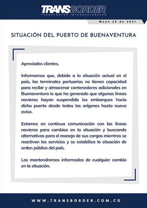 transborder, situación del puerto de buenaventaura